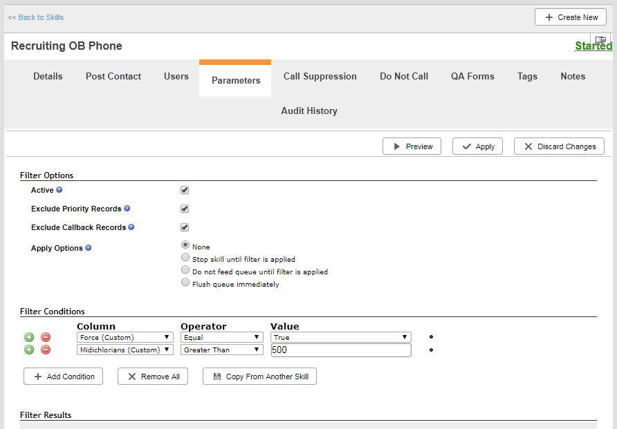Filter a Calling List